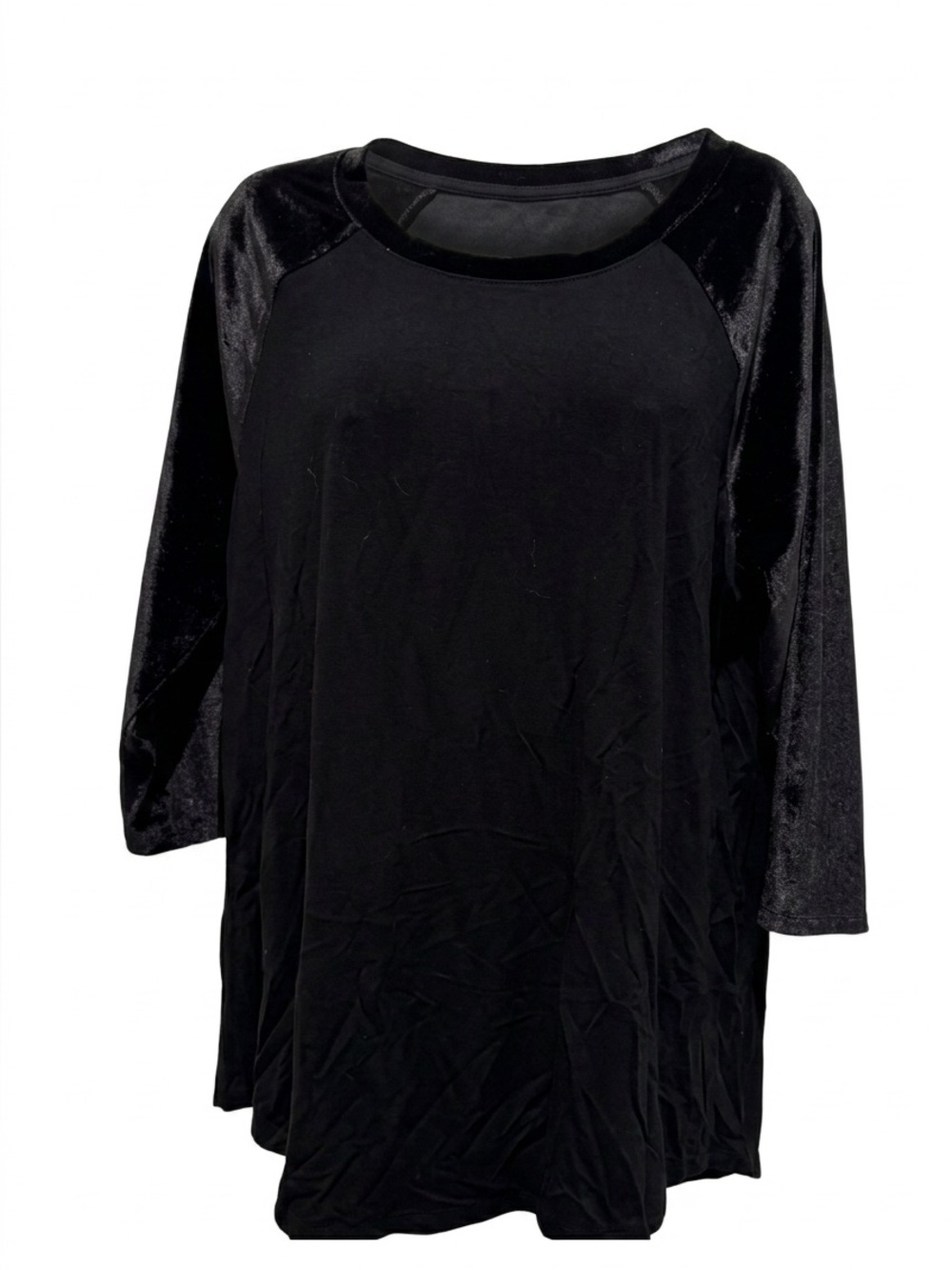 TORRID Super Soft Black Velvet Sleeve Tunic Tee Size 0/Large